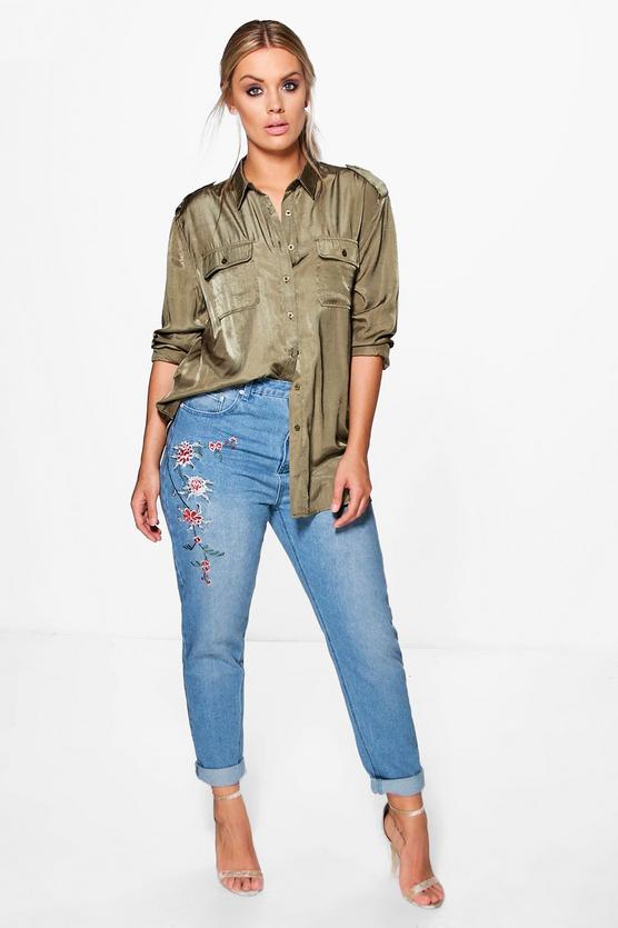 Plus Rachel Embroidered Mom Jean